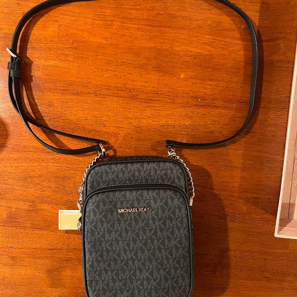 Black Michael Kors Cross Body with Silver Hardware
